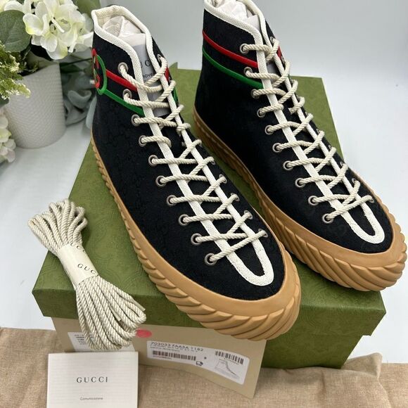 Men’s Gucci interlocking G high top sneakers size 9 made in Spain - Picture 4 of 9